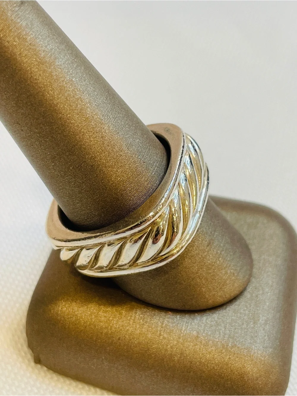 David Yurman 925 Sterling Silver Sculpted Cable Square Band Ring